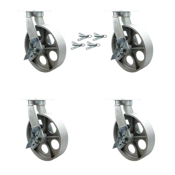 Service Caster 10'' Heavy Duty Semi Steel Cast Iron Caster Set with Brake and Swivel Lock, 4PK CRAN-SCC-KP92S1030-SSR-SLB-BSL-4 - main